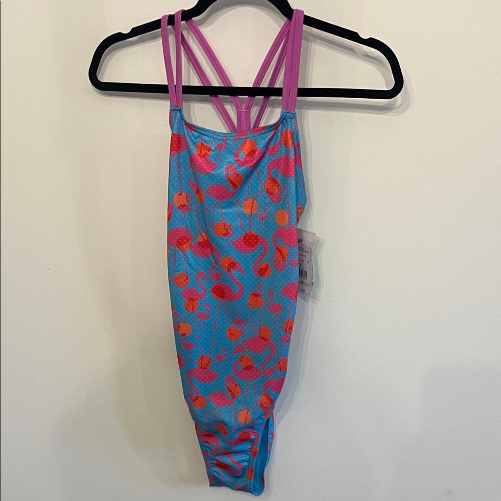 Speedo Blue and Pink Flamingo One Piece Swimsuit